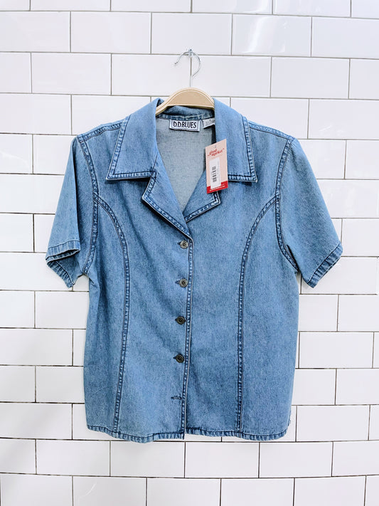 vintage 00s dd blues minimal denim shirt