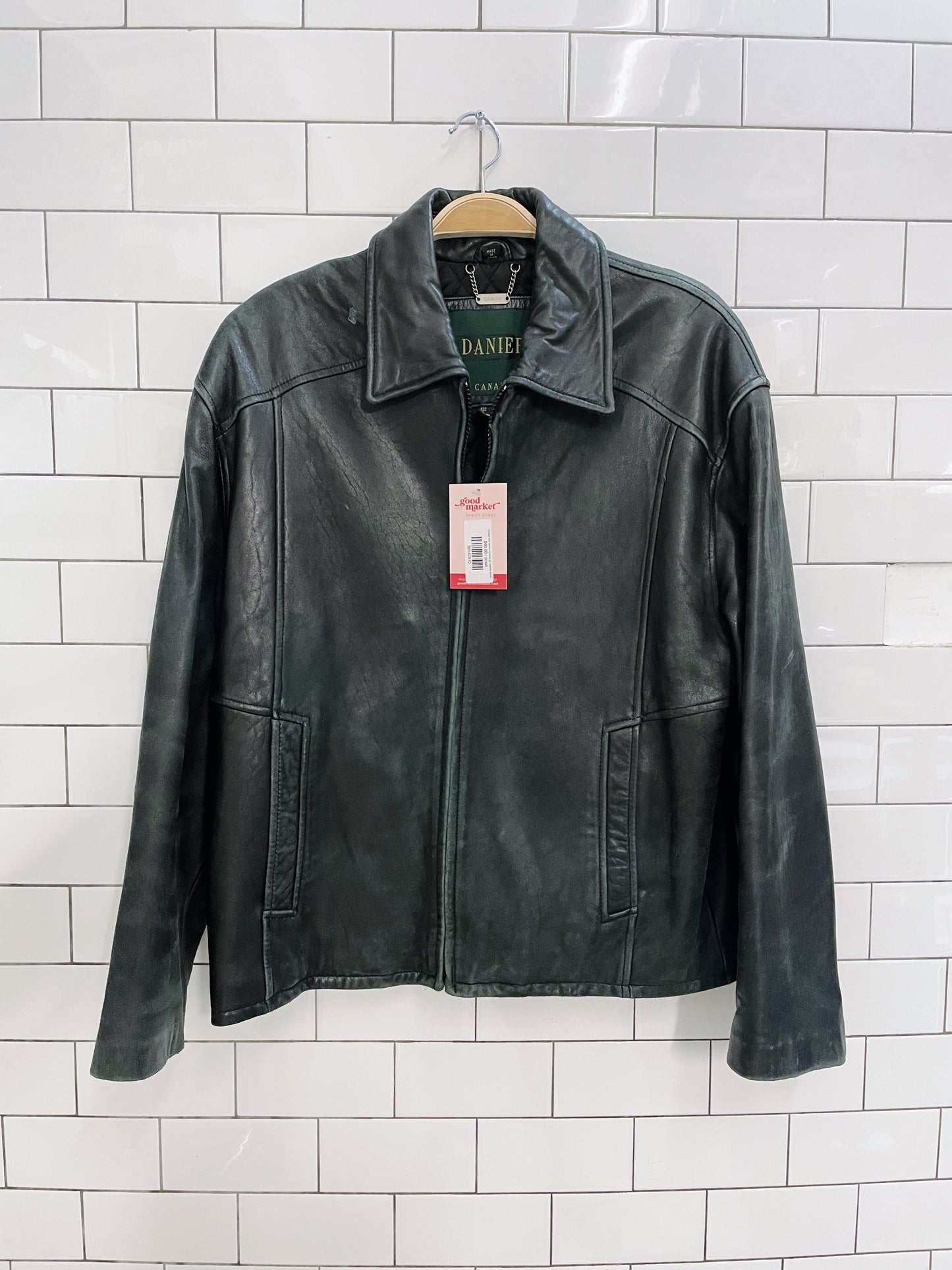 vintage 00s danier minimal zip leather jacket