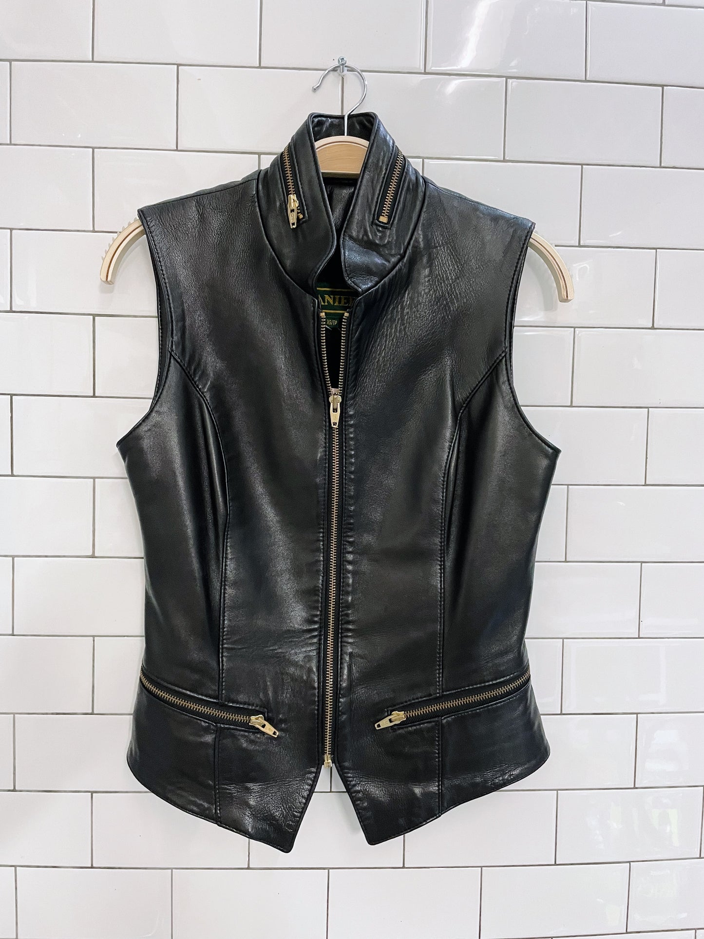 vintage danier butter leather vest top