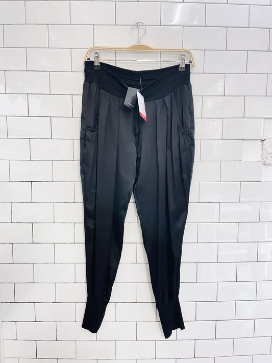 heather high rise pleated 100% silk jogger