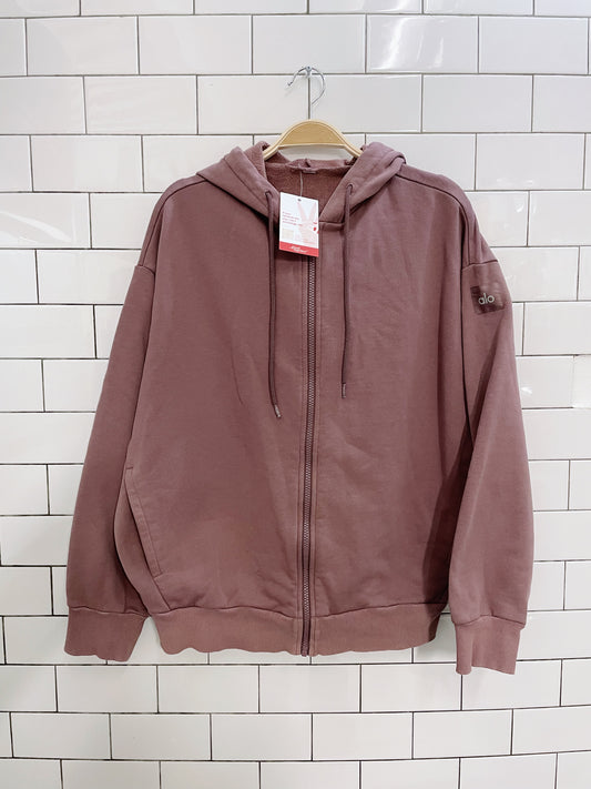 alo yoga mauve full zip hoodie