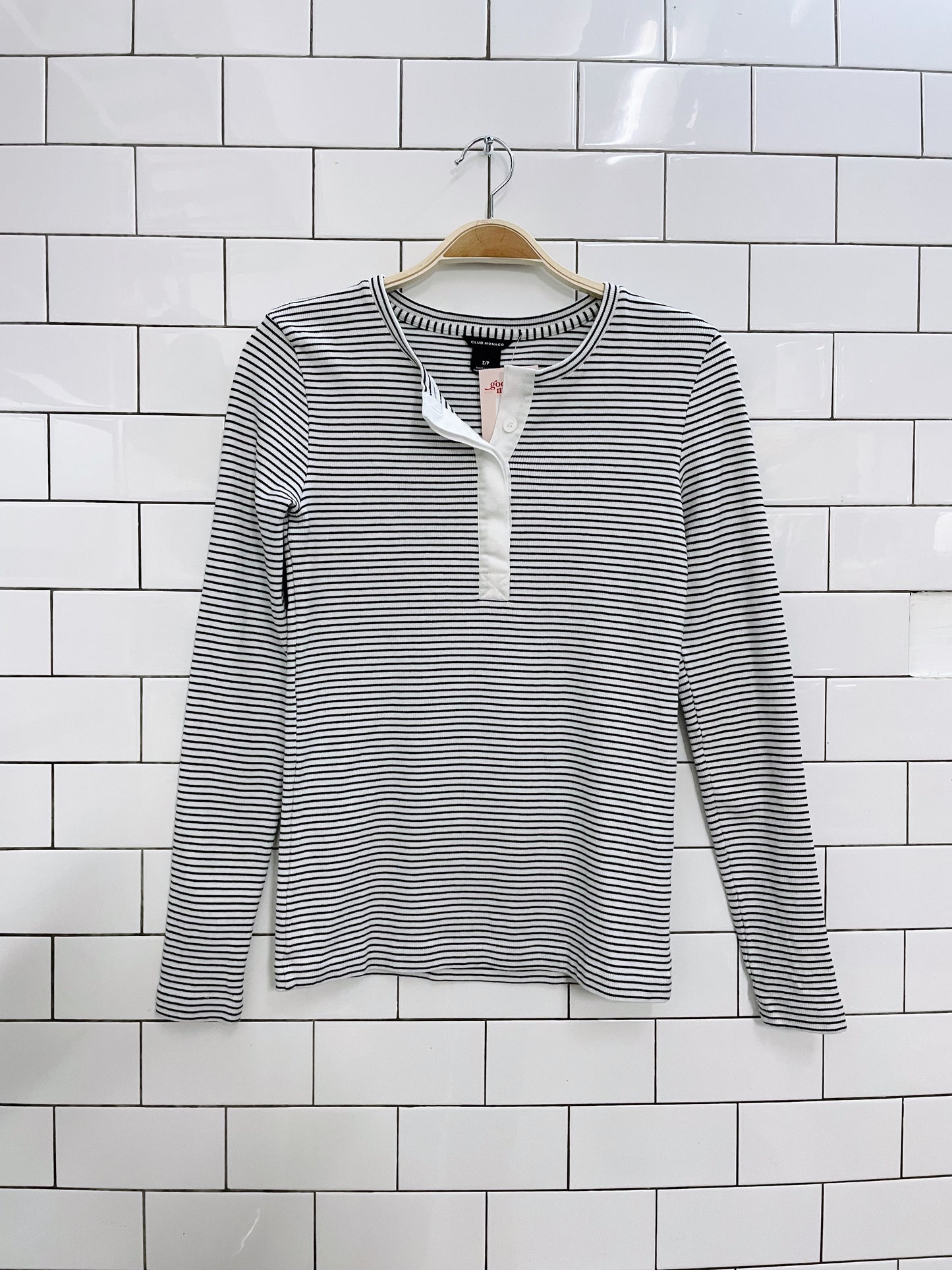 club monaco ribbed 1/4 button thermal