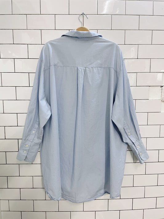 zara blue oversized button down shirt