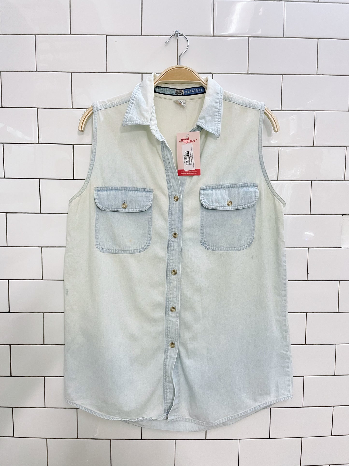 vintage 90s dixie blues sleeveless denim shirt