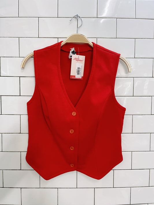 vintage 90s paris star minimal red vest top