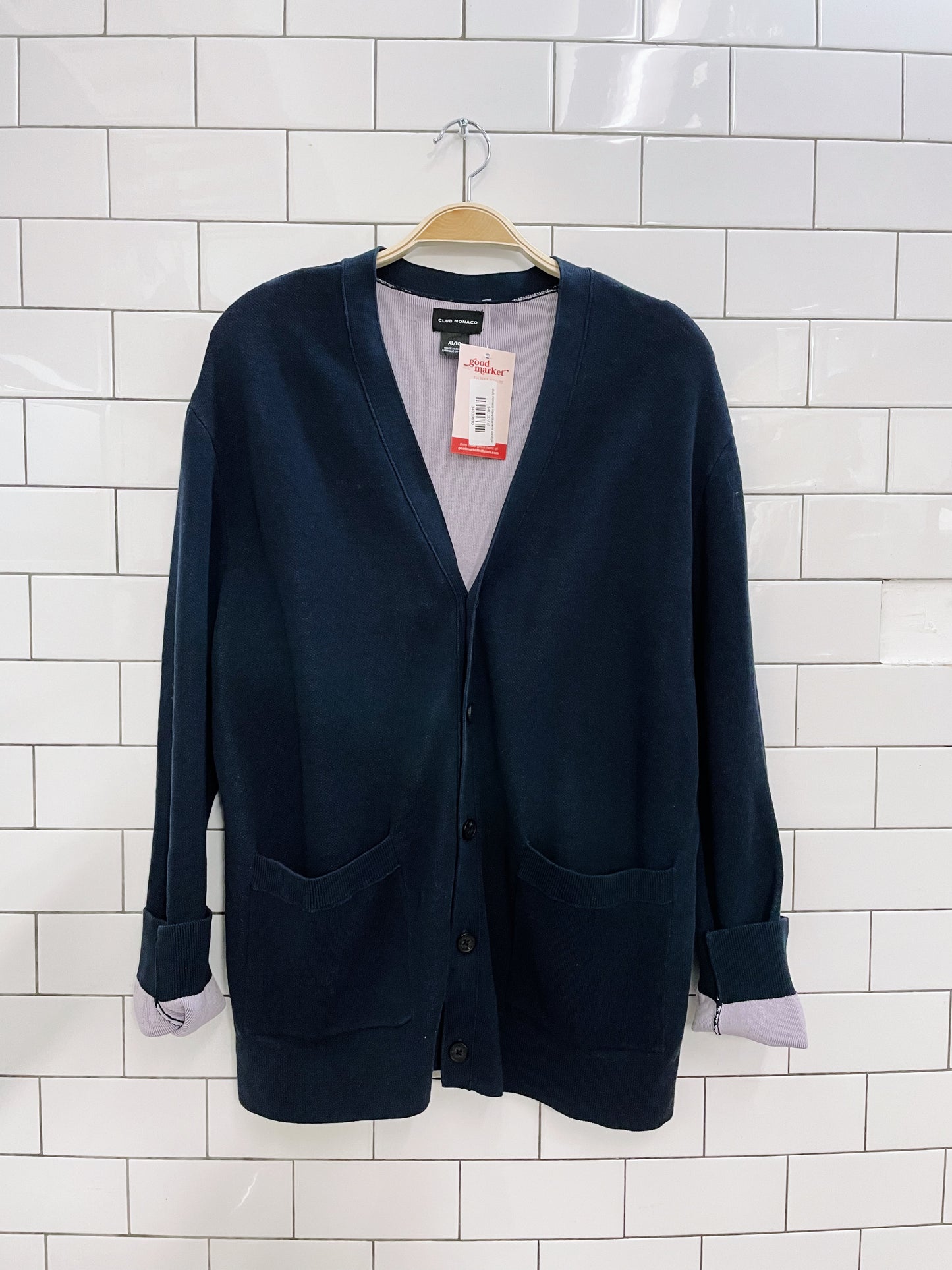 club monaco navy blue knit cardigan