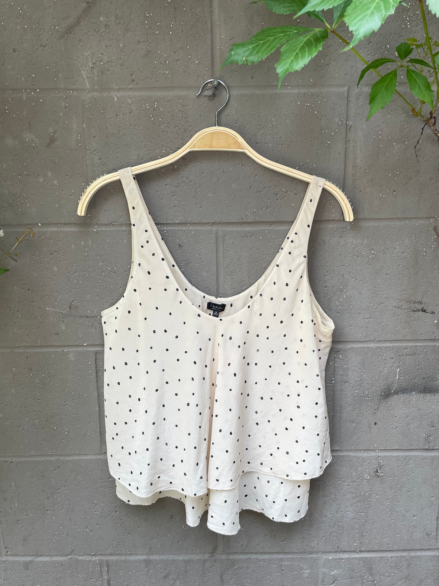 t. babaton silk polka dot layered tank