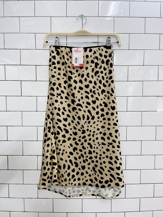 animal print satin midi skirt