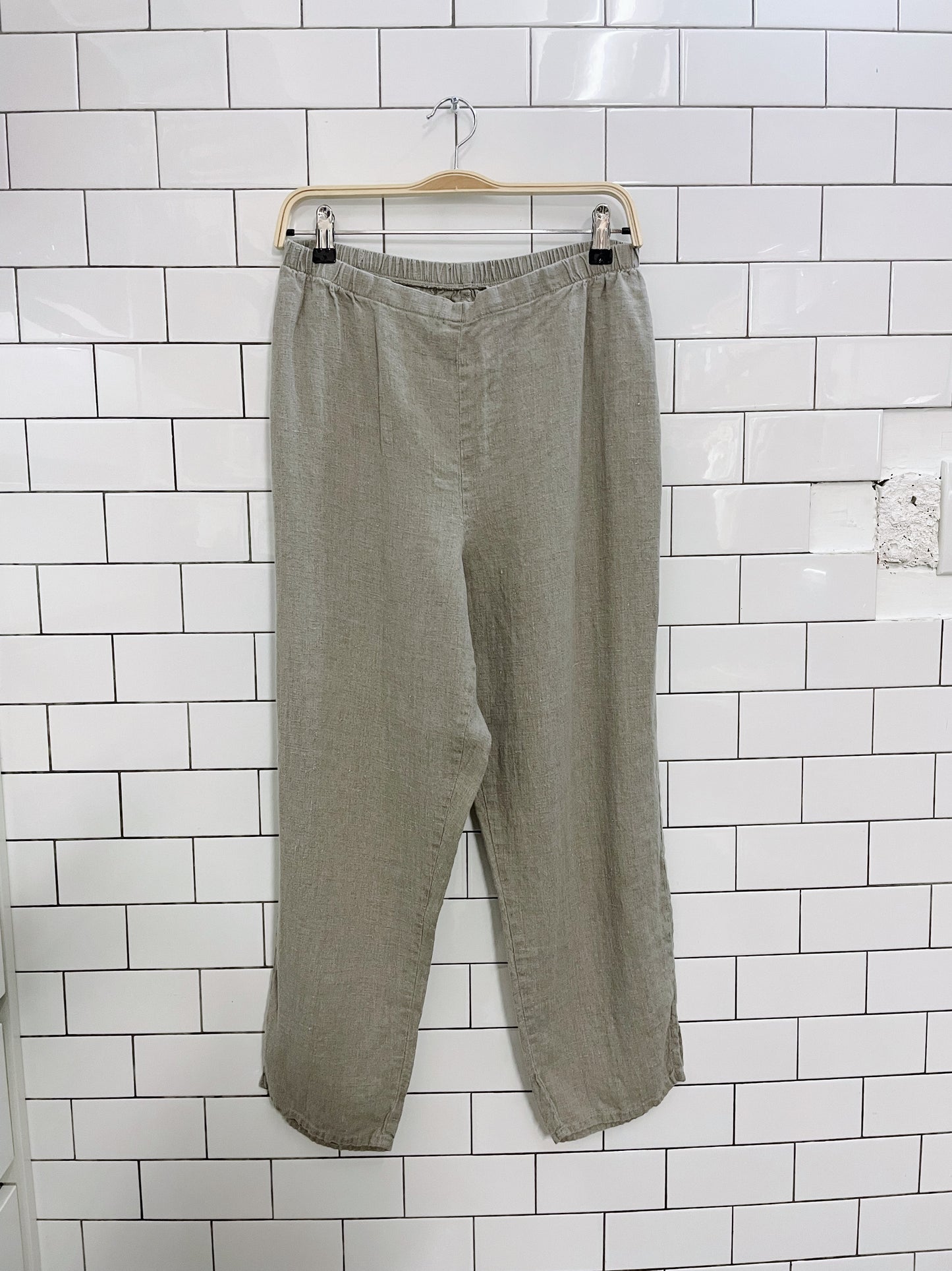 flax light brown linen pants