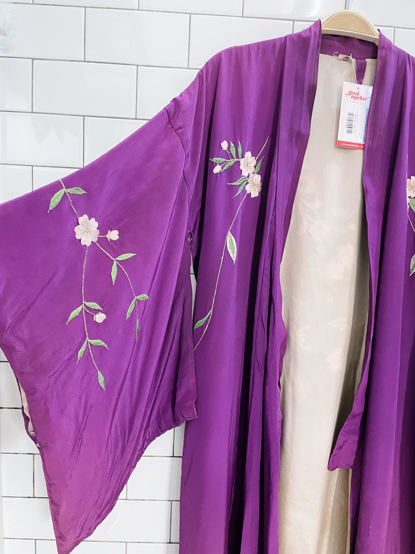 vintage japanese silk cherry blossom kimono