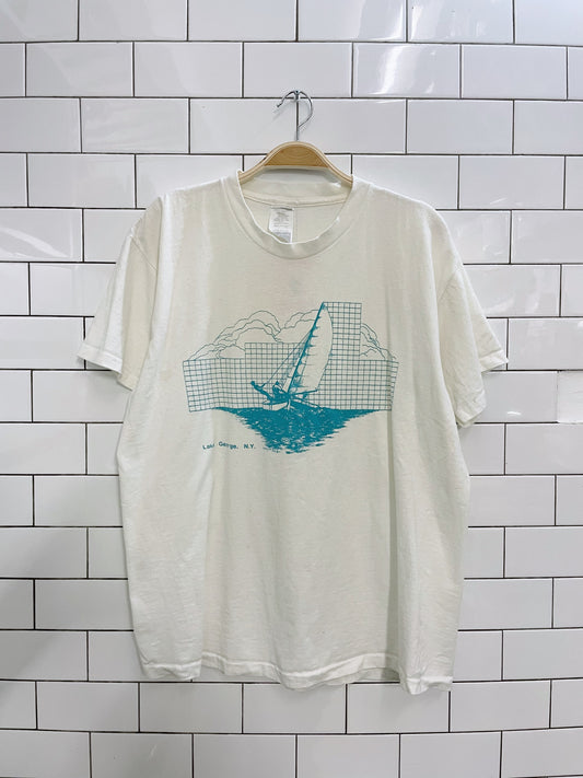 vintage 80s made in usa lake george sailing tee