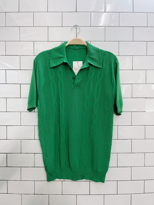 retro 70s cable knit super soft polo