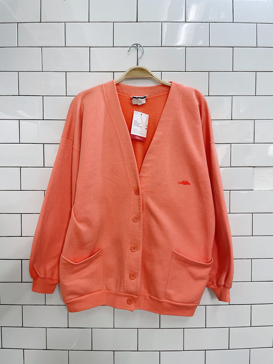 vintage 90s sears neon orange sweat cardi