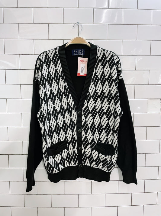 vintage brigs argyle knit cardi