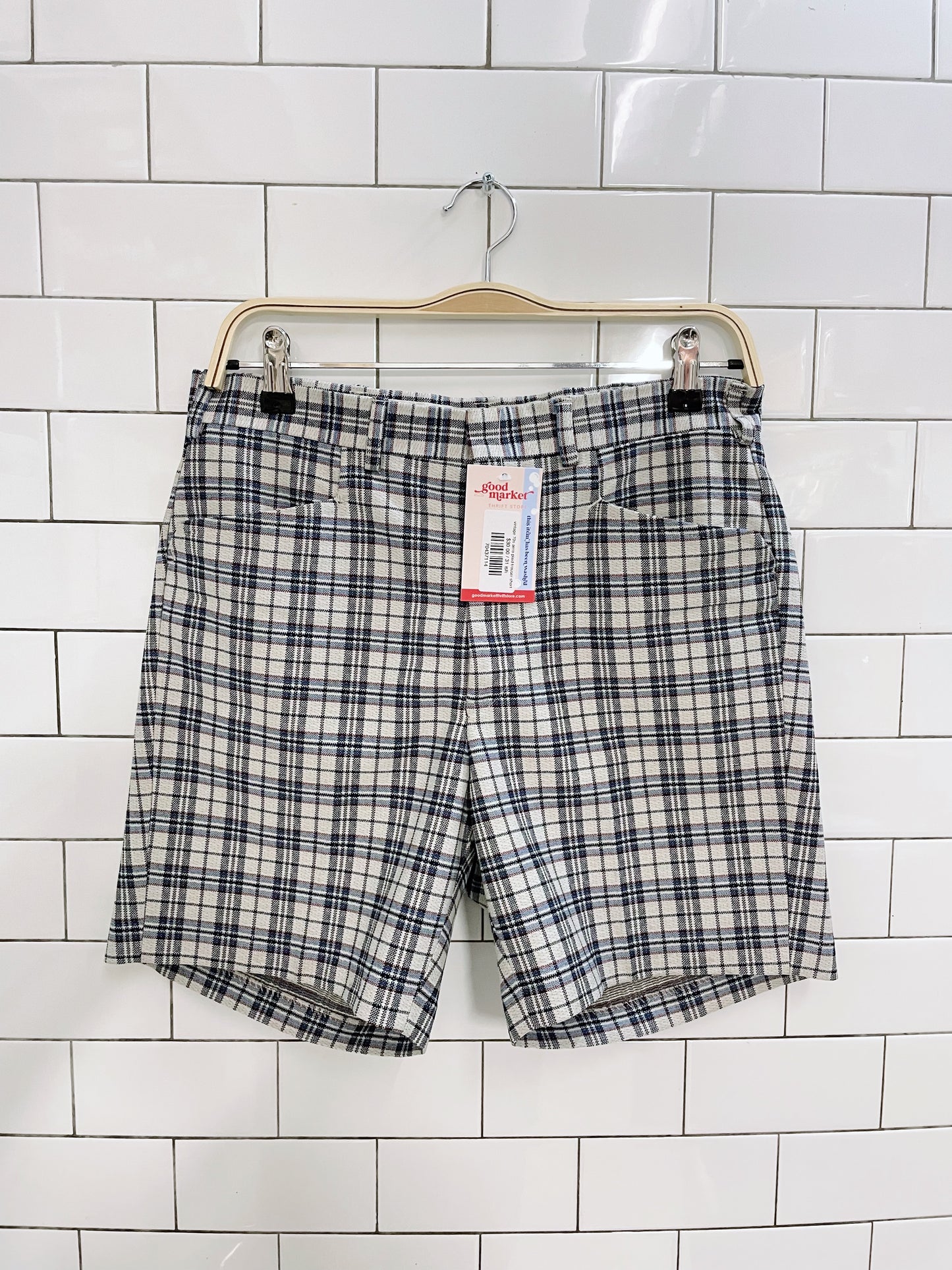 vintage 70s aero plaid trouser shorts