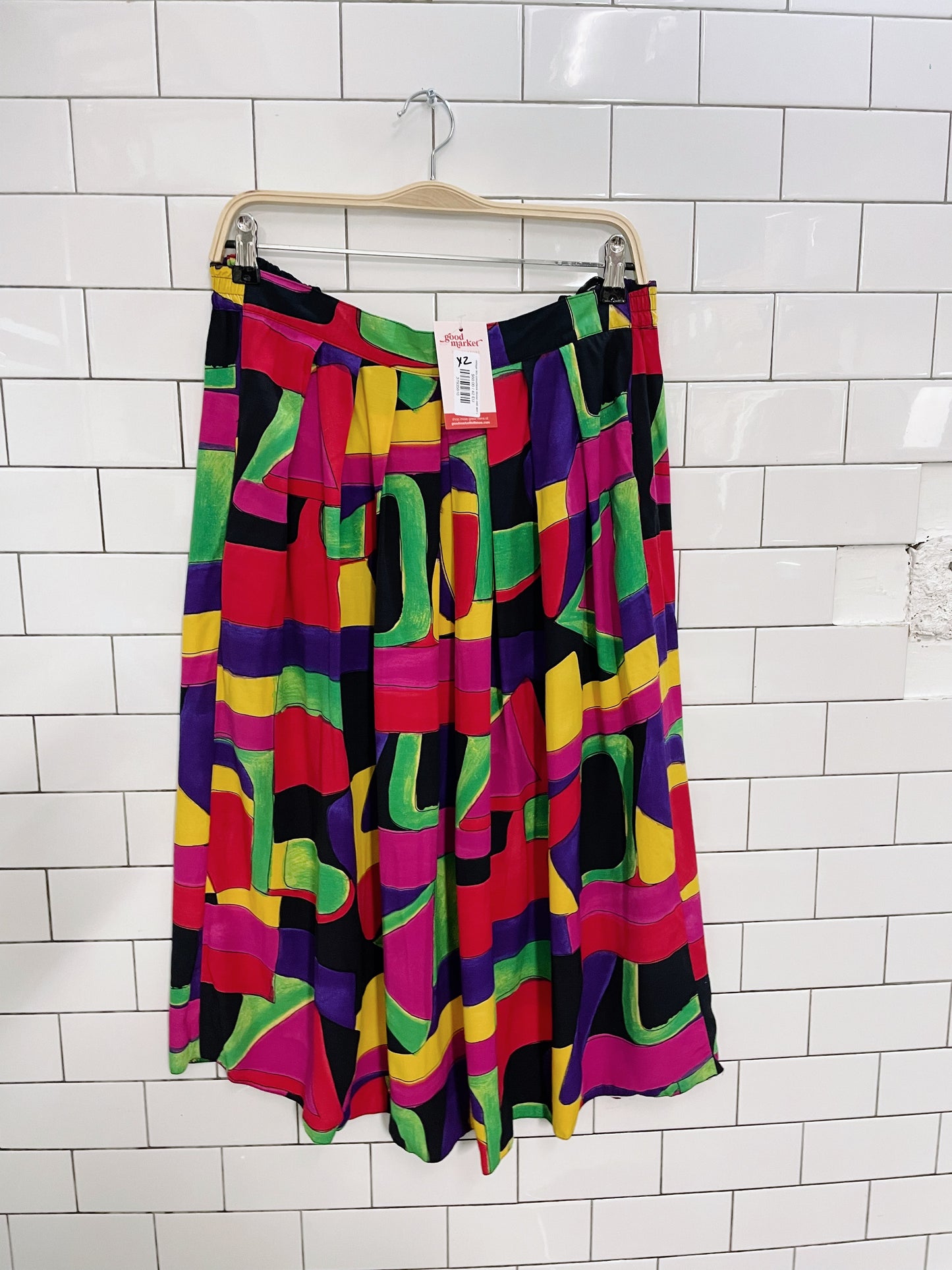 vintage 90s colourblock blouse midi skirt set