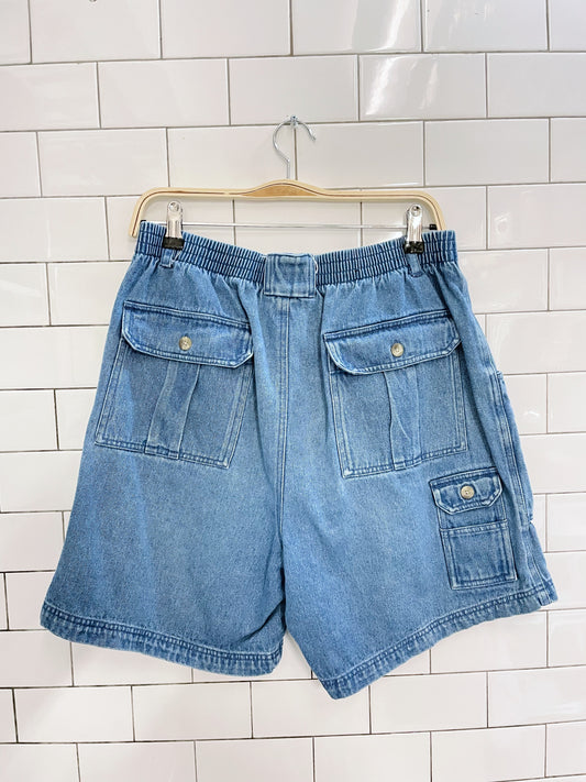 vintage redhead long denim cargo shorts