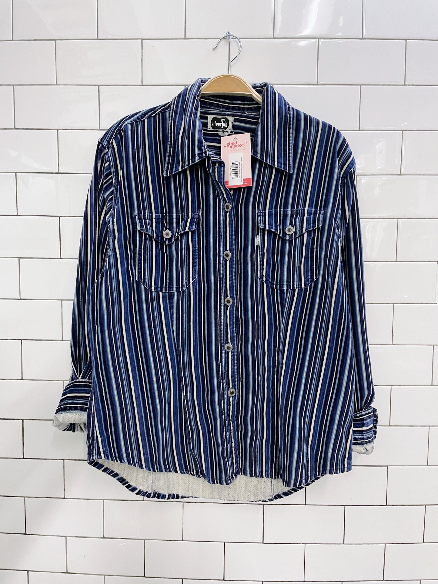 vintage 00s levi's silvertab striped velour shirt