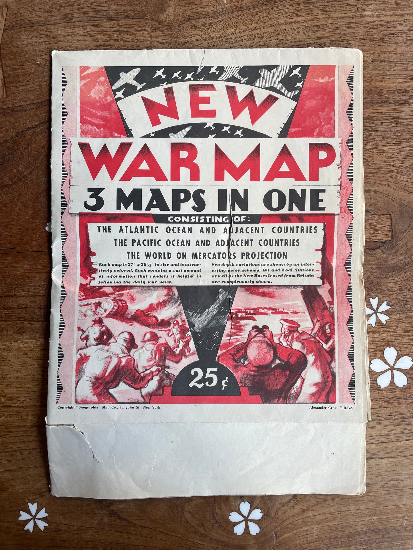 vintage 1941 WWII new war maps