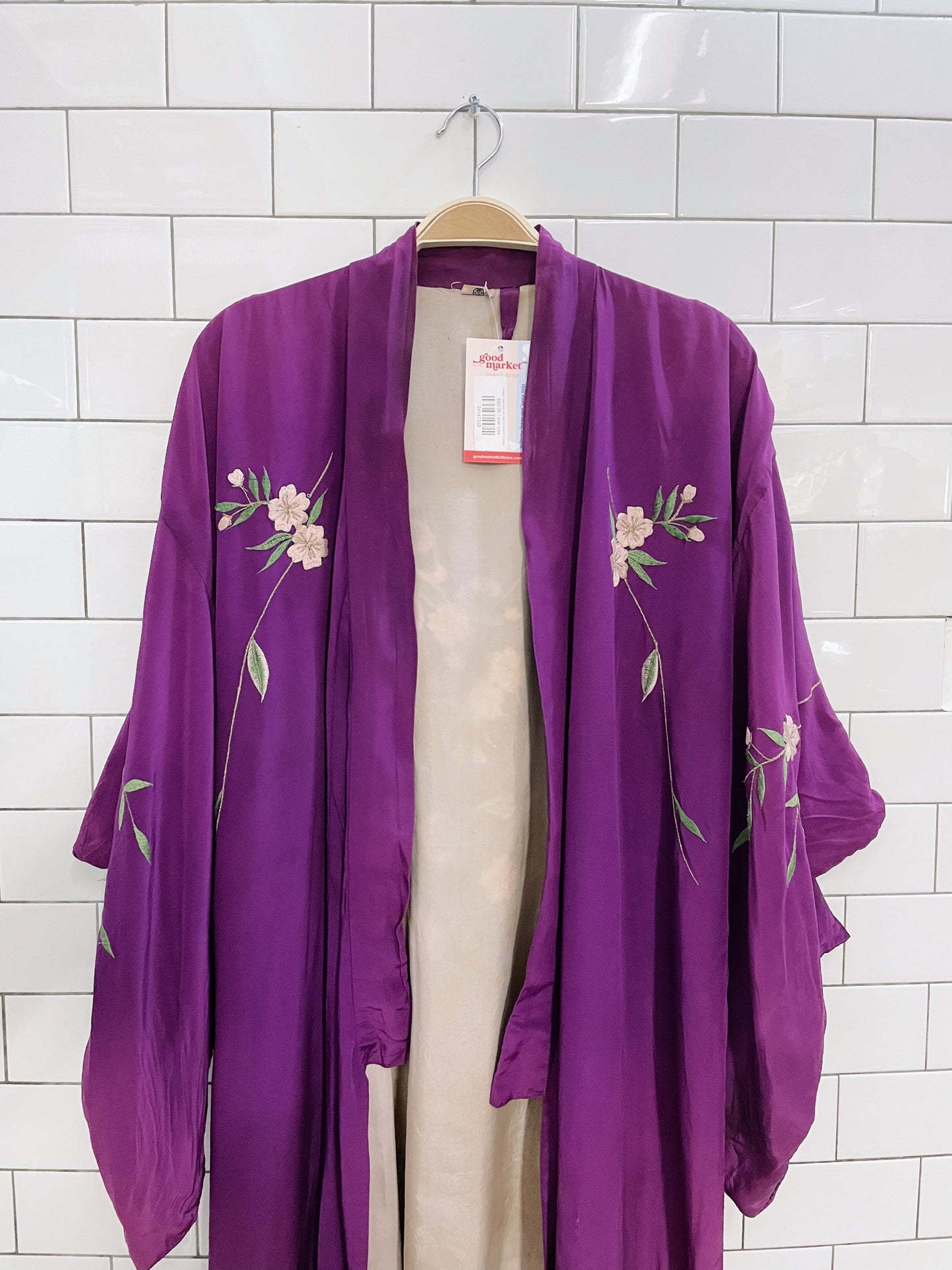 vintage japanese silk cherry blossom kimono