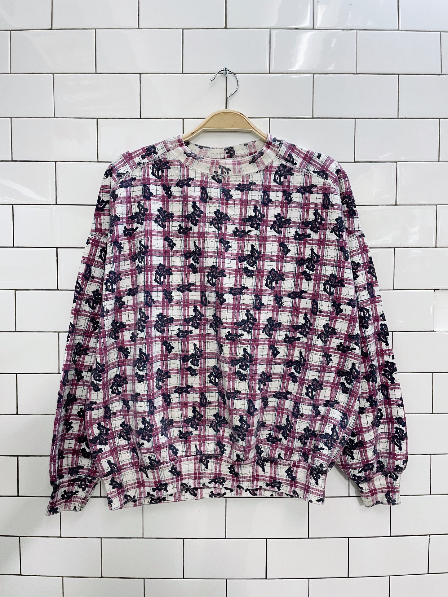 vintage paisley check sweatshirt crew