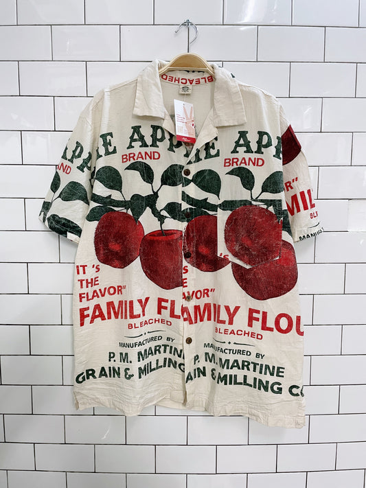 junk shop rework apple flour bag shirt