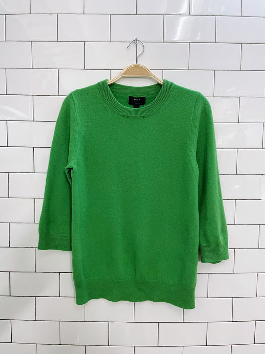 j crew 100% cashmere green knit crew