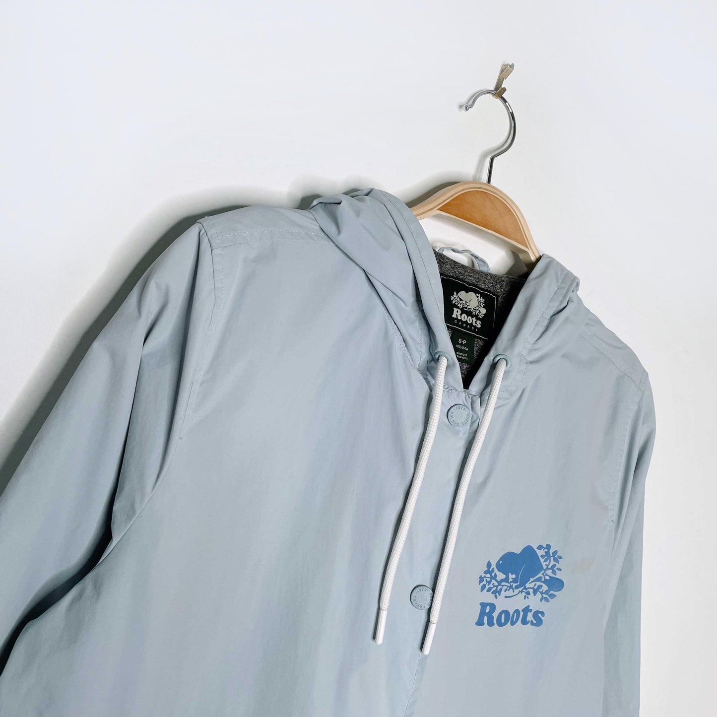 roots baby blue nylon snap button spring jacket