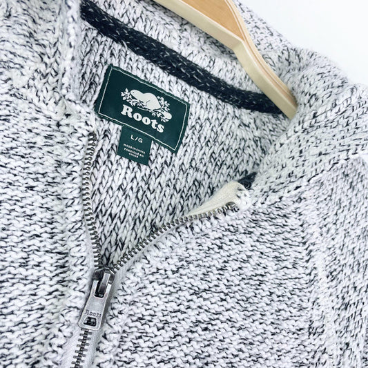 roots 2018 snowy fox 1/2 zip knit hoodie