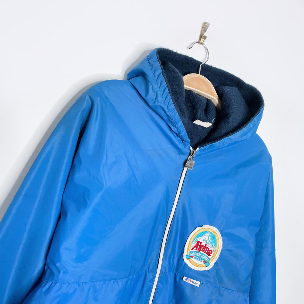 vintage kway alpine beer fleece lined ski jacket