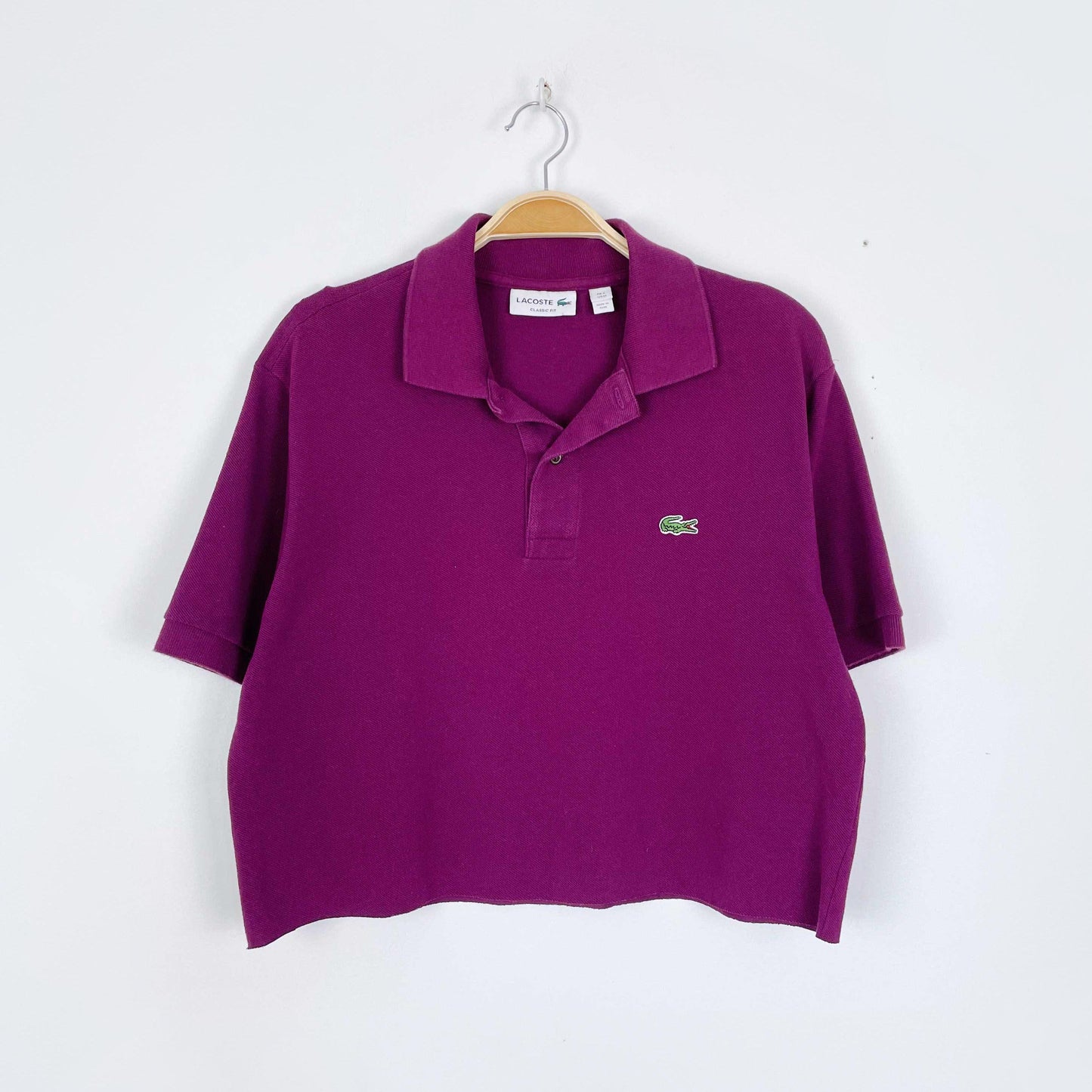 lacoste classic fit pique cropped polo