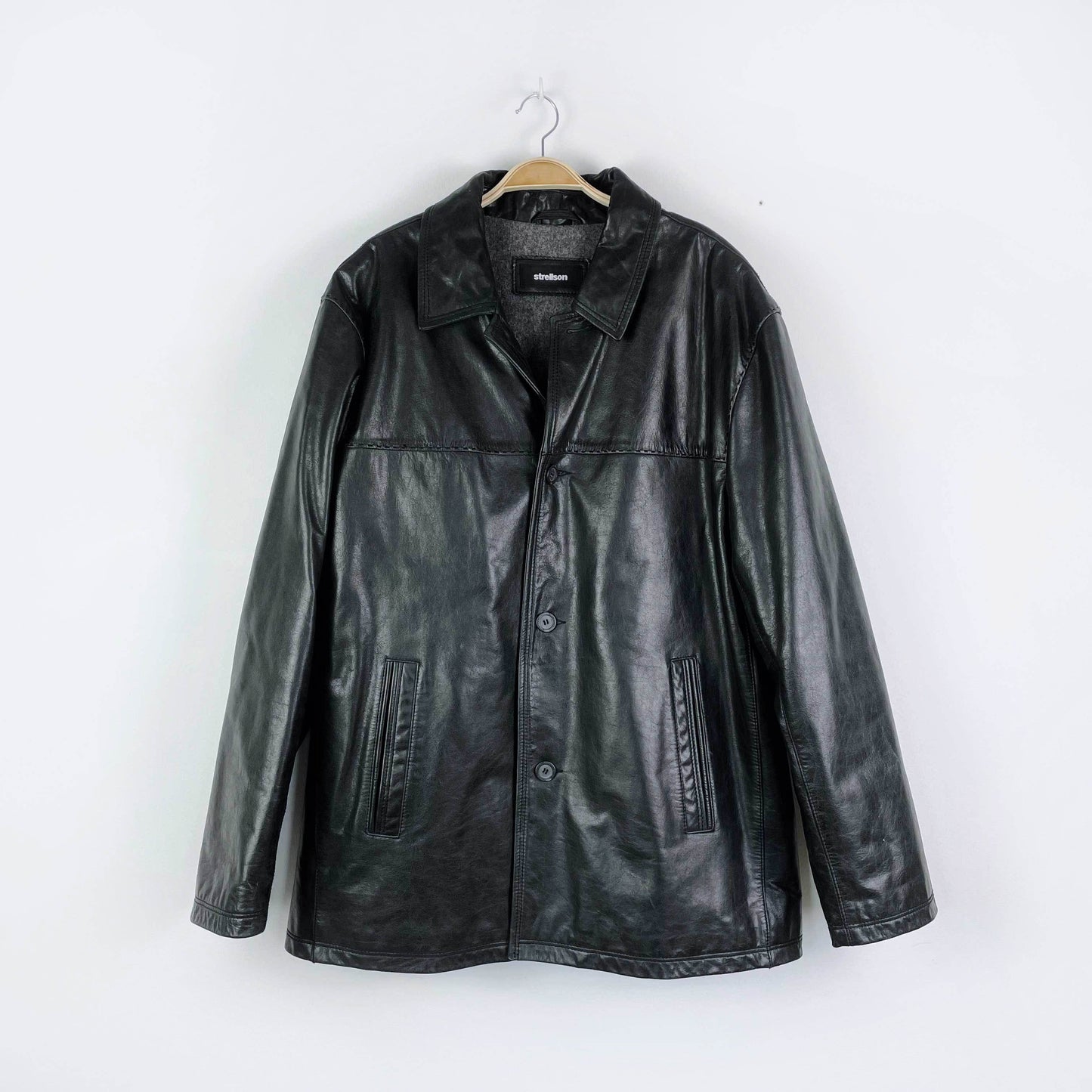 strellson minimal leather wool-lined jacket