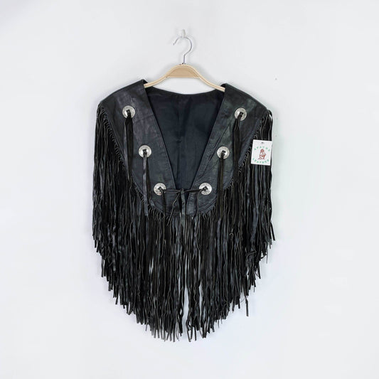 nwt vintage apache fringe leather concho vest