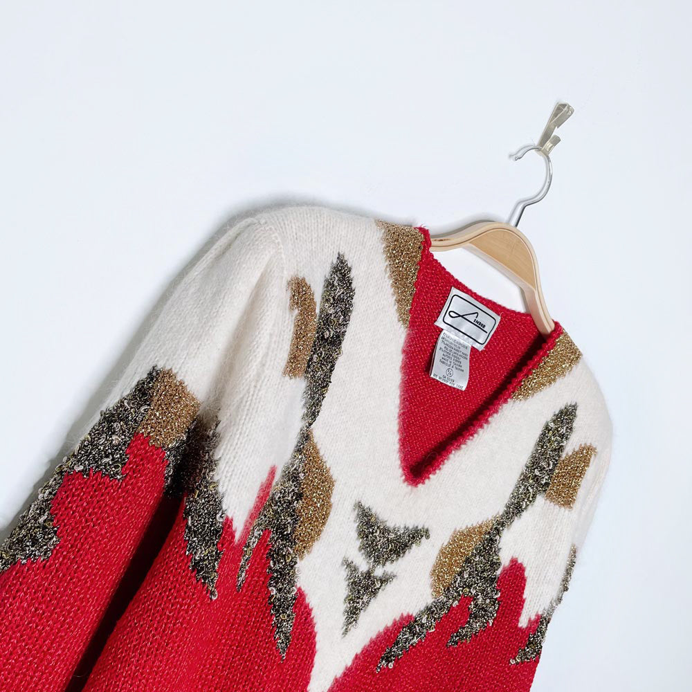 vintage lindor glitter angora holiday sweater