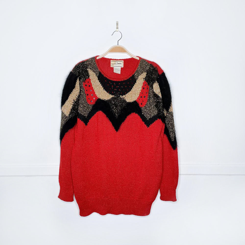 vintage lindor glitter confetti angora holiday sweater