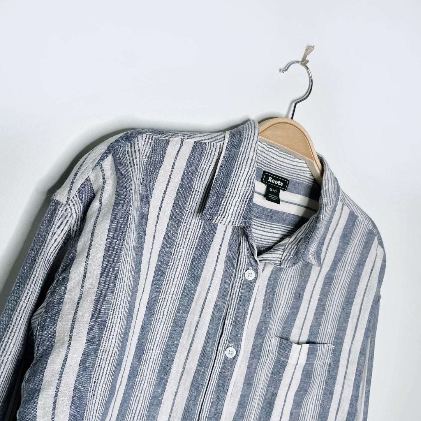 roots 2019 100% linen stripe shirt