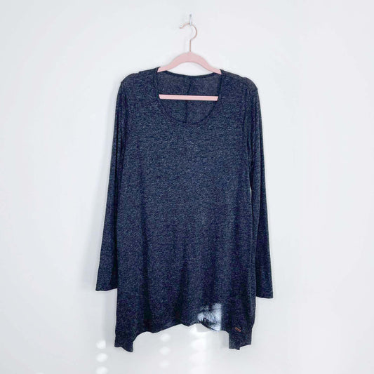 roots charcoal grey long sleeve swing hem shirt - size large