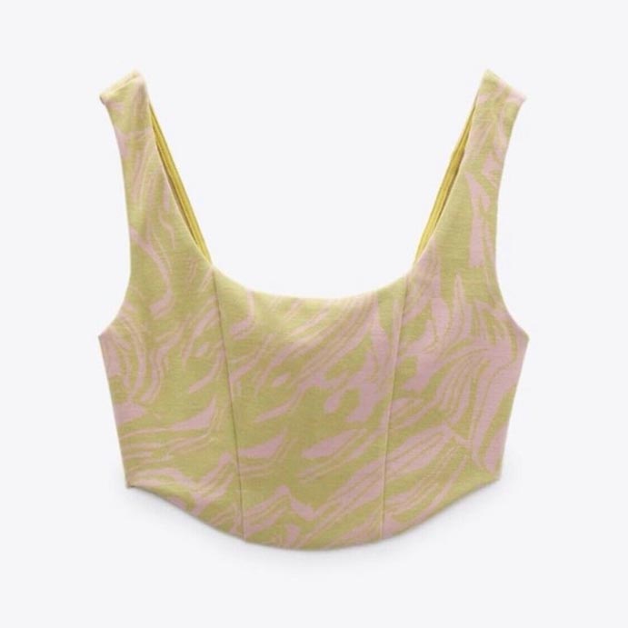 nwot zara tropical bustier crop top