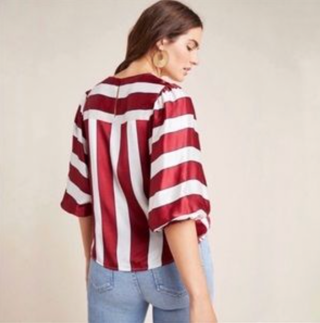 maeve maria candy cane stripe satin blouse - size 8