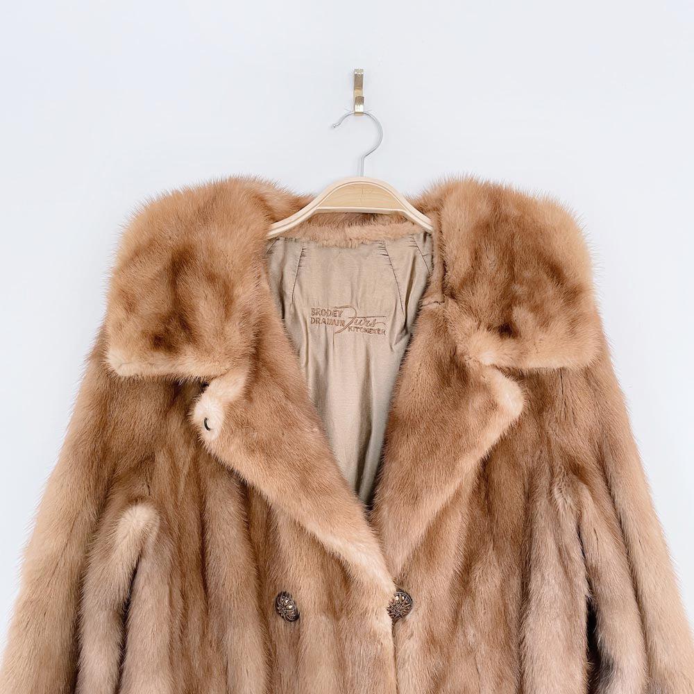 vintage 60s brody furs chevron long mink coat