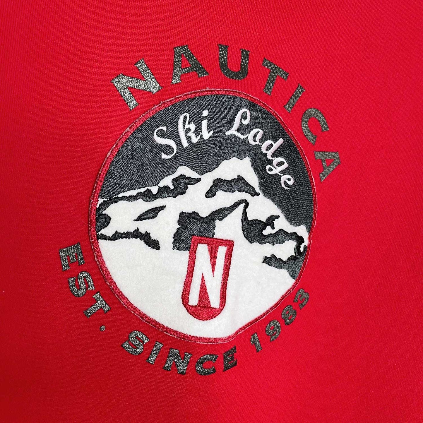 vintage 90s nautica ski lodge knit cuff sweatshirt - size medium