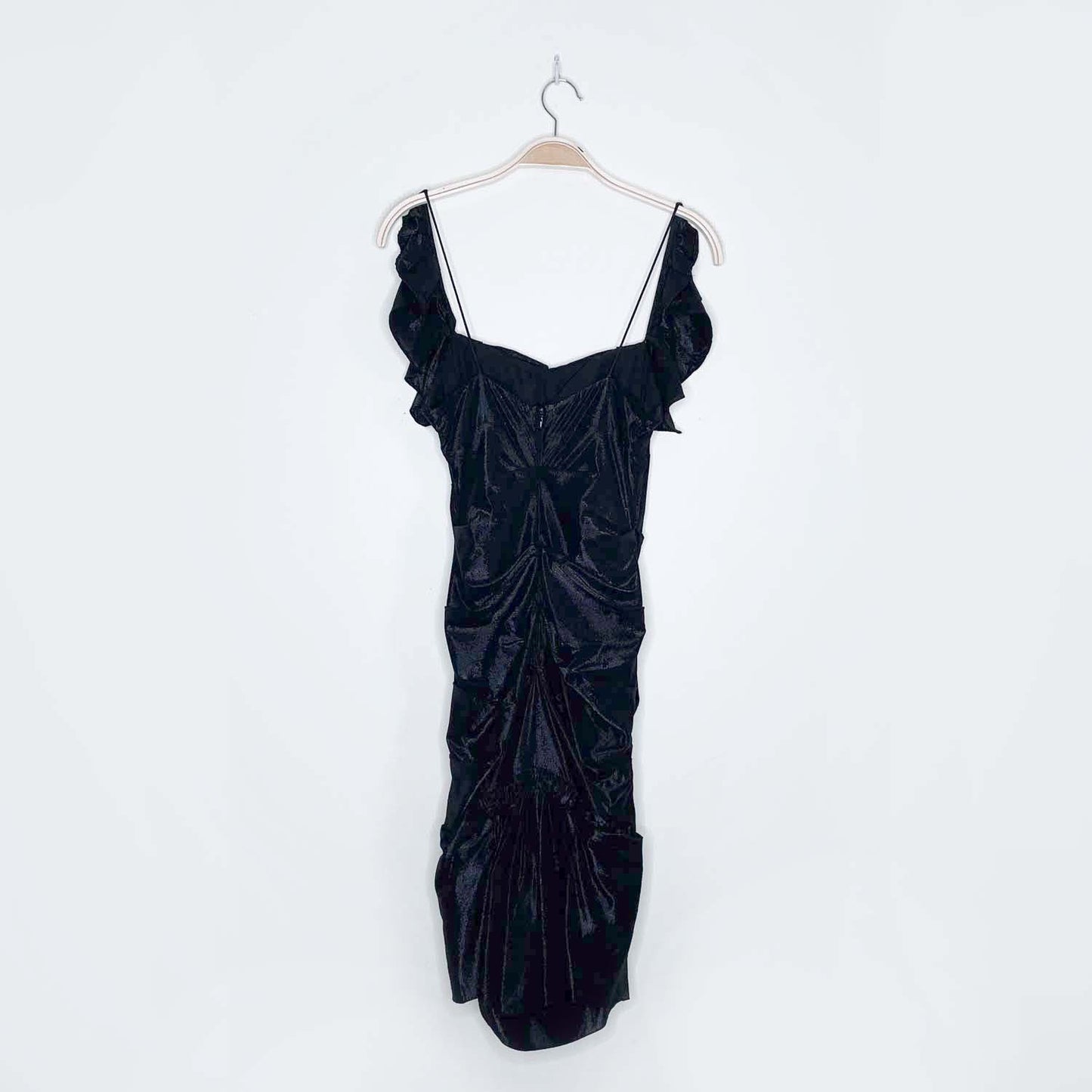 vintage 00s nicole miller ruched shiny lamé cocktail dress - size 4