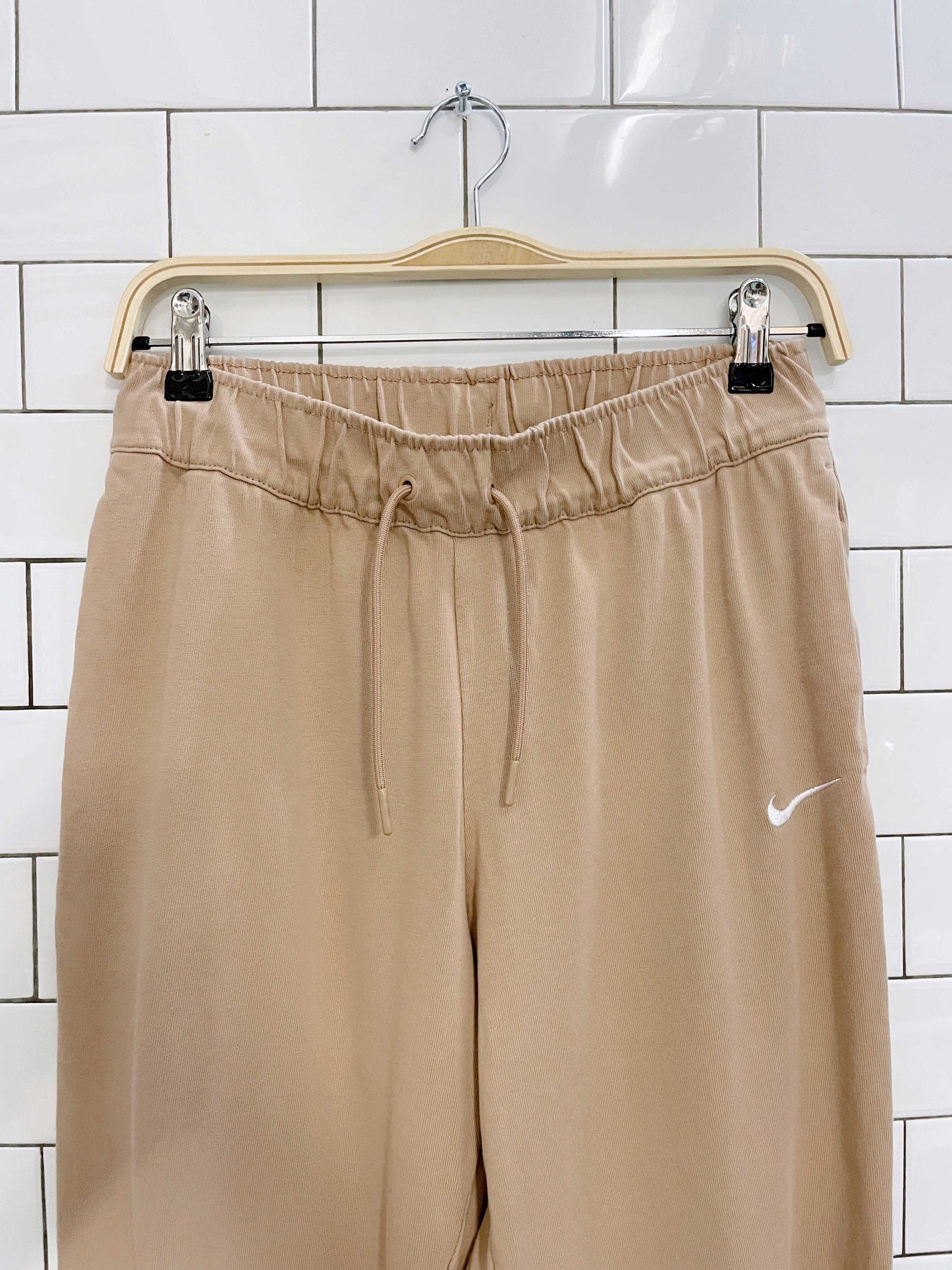 nike high waist tan swoosh joggers