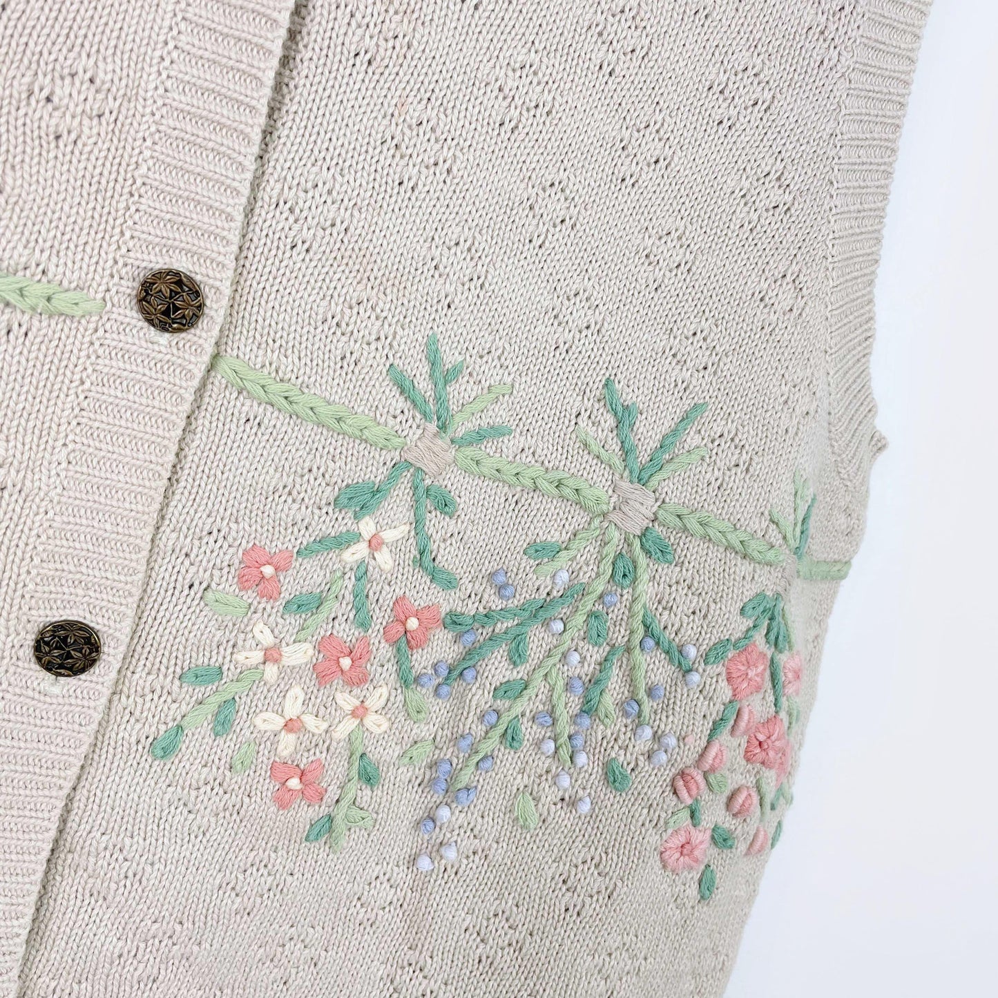 vintage 90s NR floral cottage knit vest