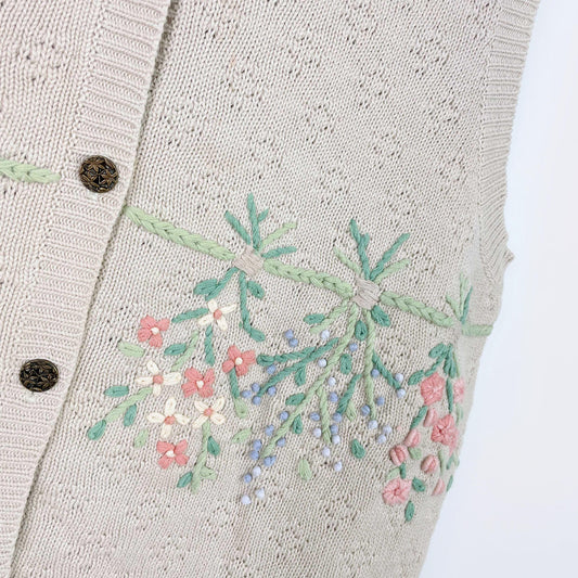 vintage 90s NR floral cottage knit vest