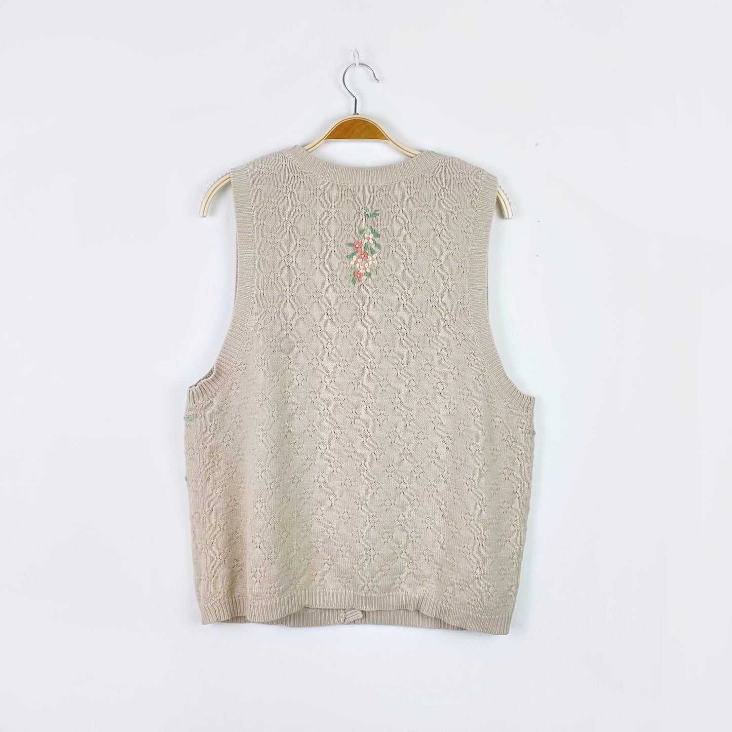 vintage 90s NR floral cottage knit vest