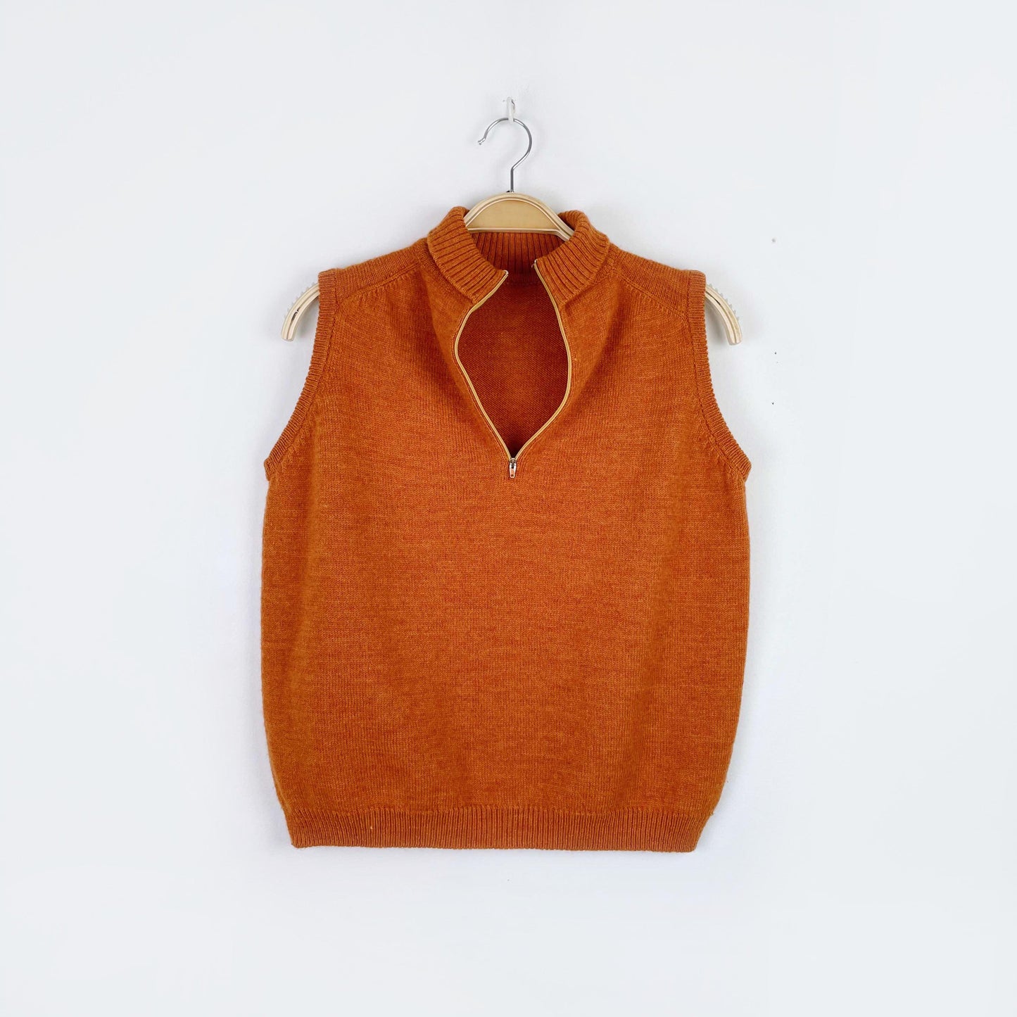 vintage 1/4 zip orange wool vest