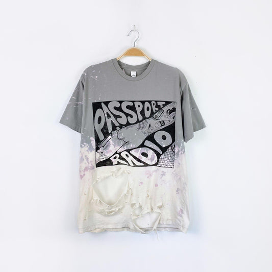 passport radio distressed bleach dye tee