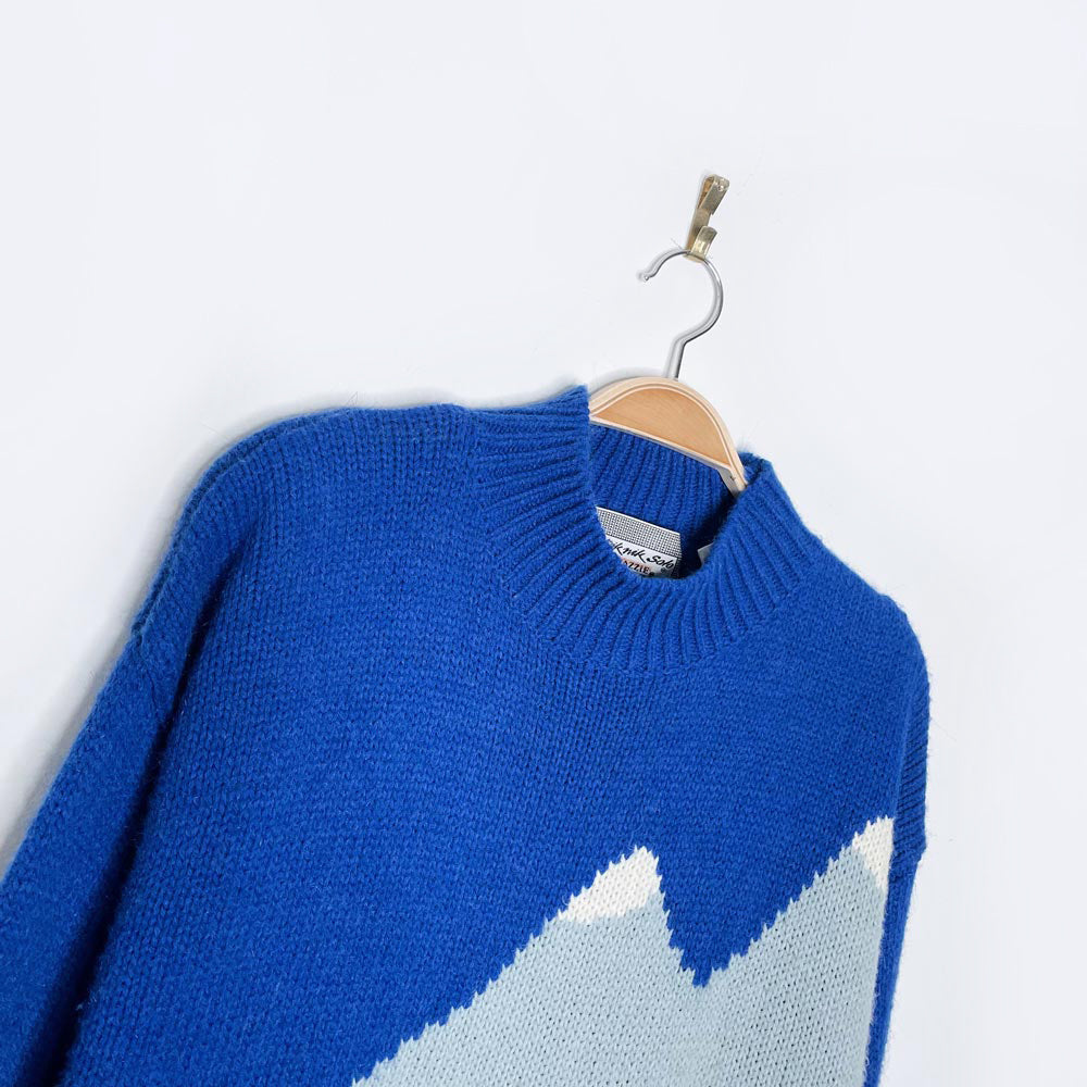 vintage snazzle skiing penguin wool-blend knit sweater