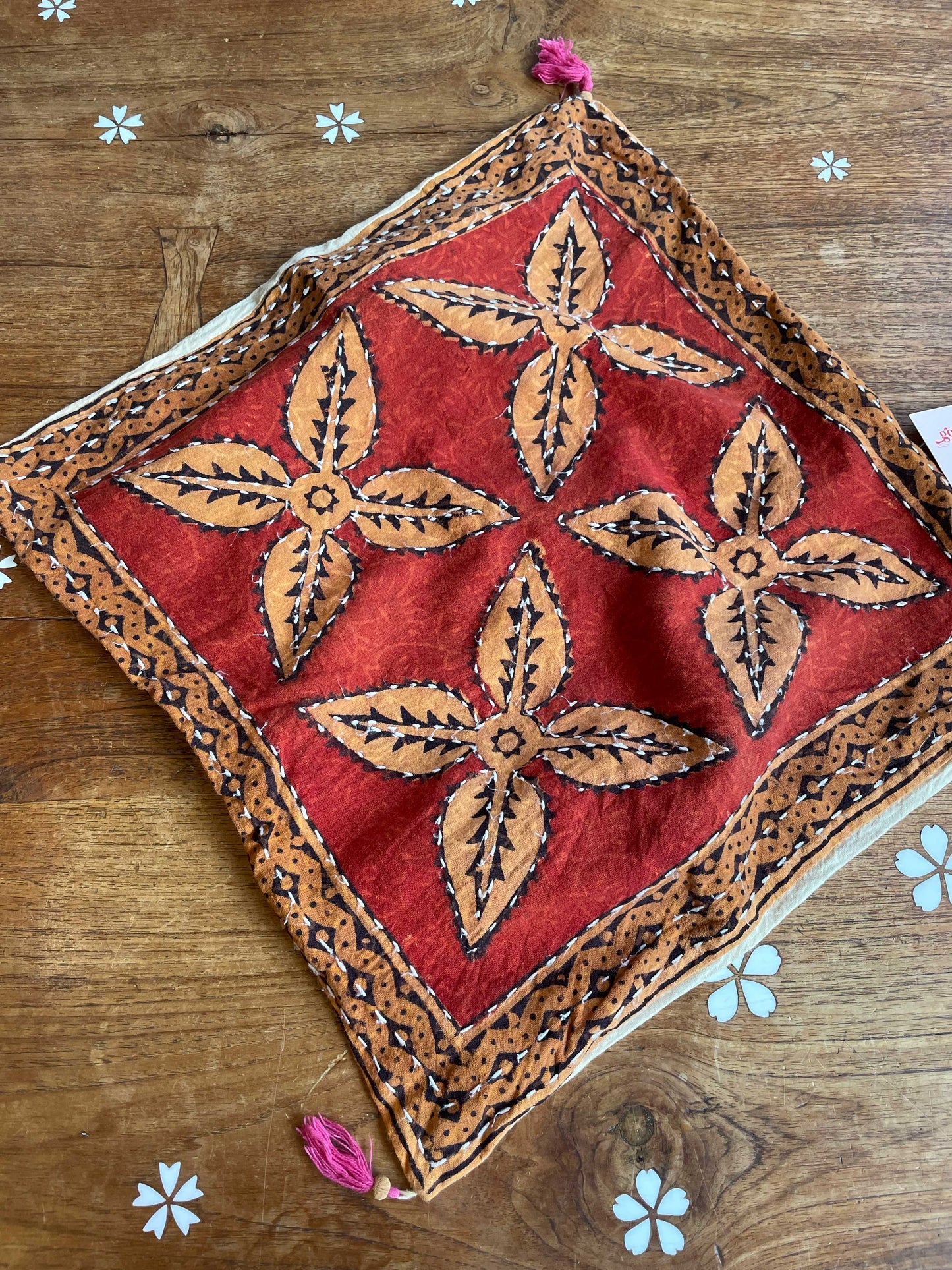 boho embroidered pillow case